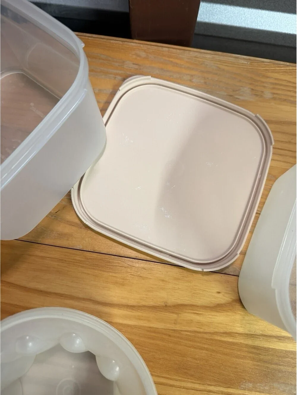 3 Tupperware Modular Mates Rectangular Jello Containers Pink lids VTG